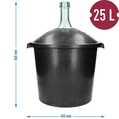 Damigeană din sticlă pentru vin, 25 L – cu coș din plastic - 7