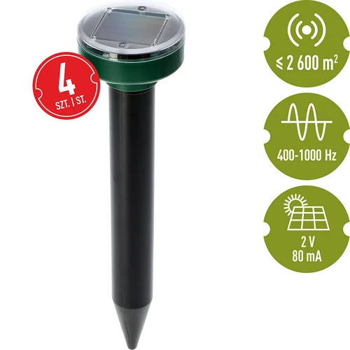 Alungător solar pentru cârtițe – protecție eficientă și sigură, într-un mod uman, pentru grădina dumneavoastră, set de 4 bucăți. - 8