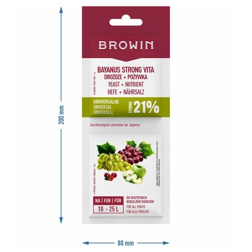 Drojdie Bayanus + nutrienți - Universal - 21%, 17 g - 3