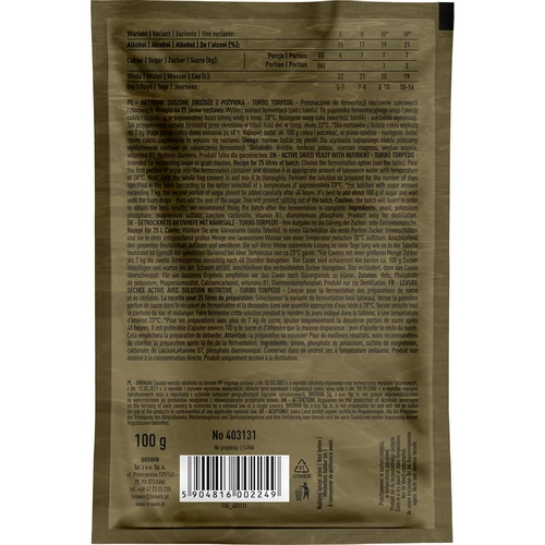 Drojdie de distilerie Turbo Torpedo 5-7 zile 21% 100g - 2