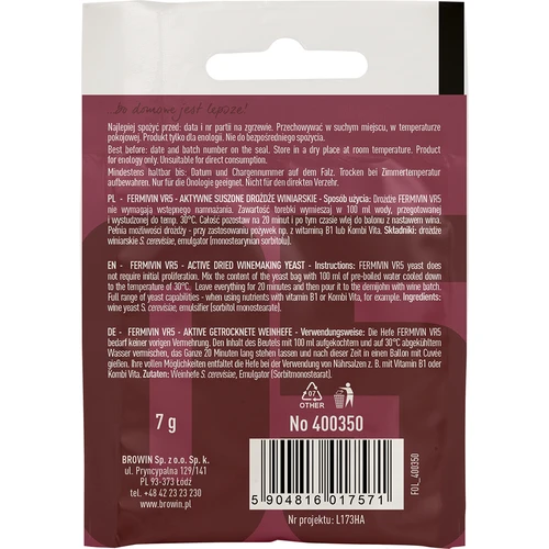 Drojdie de vin Fermivin VR5, 7 g - 2