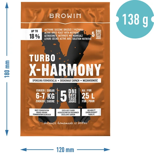 Drojdie Turbo X-Harmony 18%, 25 L, 138 g - 6