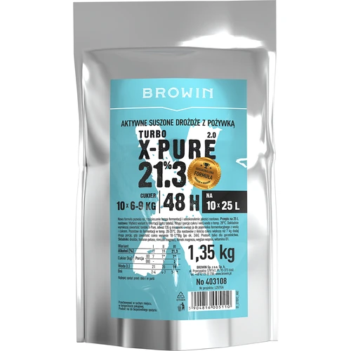 Drojdie Turbo X-Pure 21,3%, 10 x 25 L, 1,35 kg