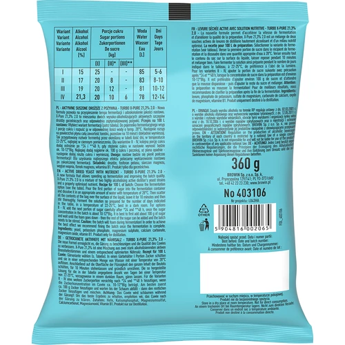 Drojdie Turbo X-Pure 21,3%, 100 L - 2