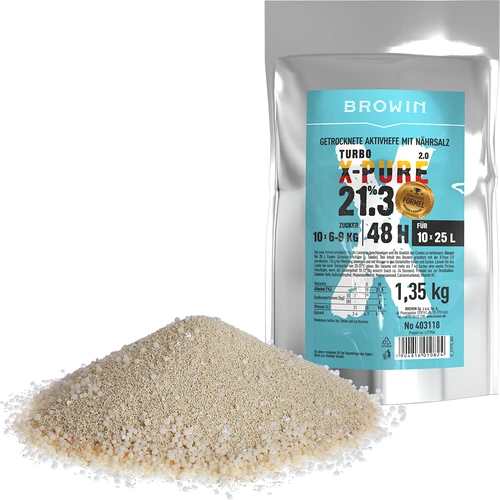Drojdie Turbo X-Pure 21,3 %, 10x25L - 1,35kg - 2