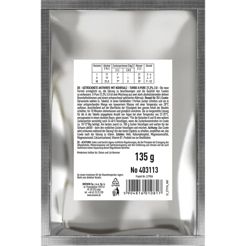 Drojdie Turbo X-Pure 21,3 %, 48 h, 25 L - 2