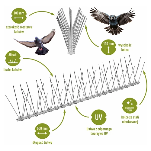 Țepi pentru păsări, pe bandă de plastic, 10 buc. - 3