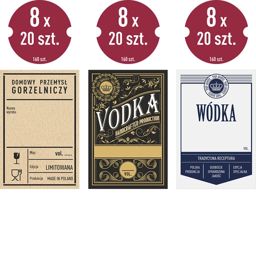 Etichete autoadezive 60x90 mm pentru sticle, vodcă, 3 modele 20 buc. - 2