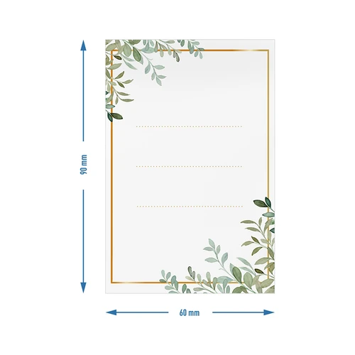 Etichete autocolante 60 x 90 mm pentru sticle, borcane, cadouri model floral - 20 buc. - 4
