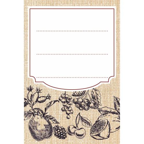Etichete autocolante 60 x 90 mm pentru sticle, borcane fructe schiță - 20 buc.
