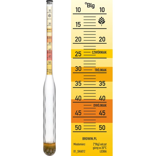 Hidrometru rezistent la spargere cu eprubetă, interval de măsurare 10-50°Blg - 3