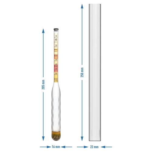 Hidrometru rezistent la spargere cu eprubetă, interval de măsurare 10-50°Blg - 4