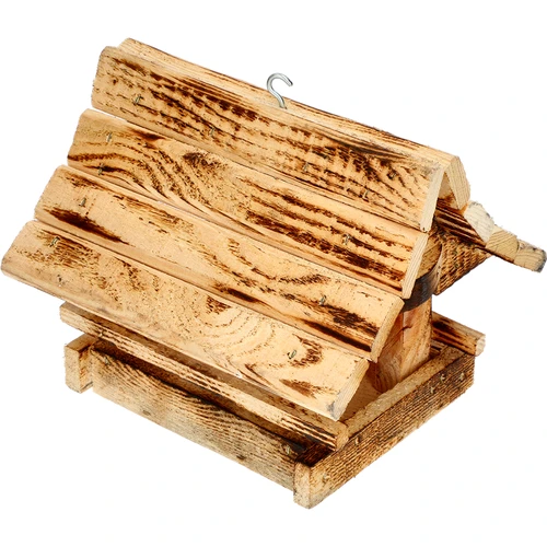 Hrănitor pentru păsări din lemn, ars, căsuță montană - 3