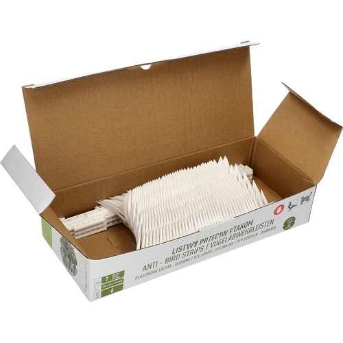 Șine cu țepi de alungare a păsărilor, decorative, albe - din material plastic, set de 6 - 8