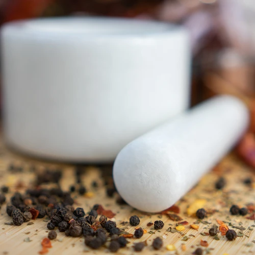 Mojar de bucătărie din marmură, alb, fi 10 cm - 12