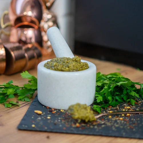 Mojar de bucătărie din marmură, alb, fi 10 cm - 14