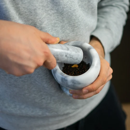 Mojar de bucătărie din marmură, gri, fi 10,5 cm - 13