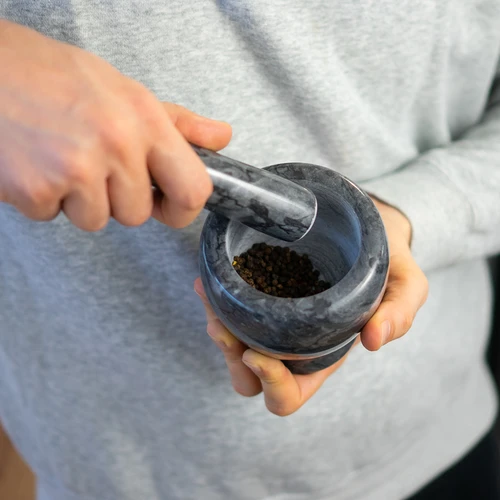 Mojar de bucătărie din marmură, negru, fi 10,5 cm - 13