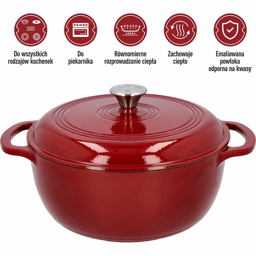 Oală din fontă emailată - bordo, 5,8L - 5