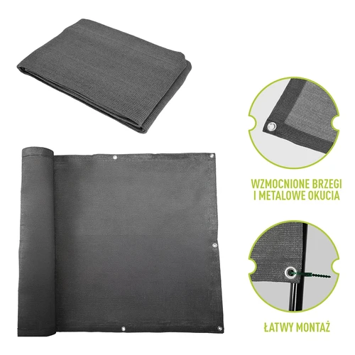 Plasă de umbrire (80%, 140 g/m2) 0,9x5 m, grafit - 6