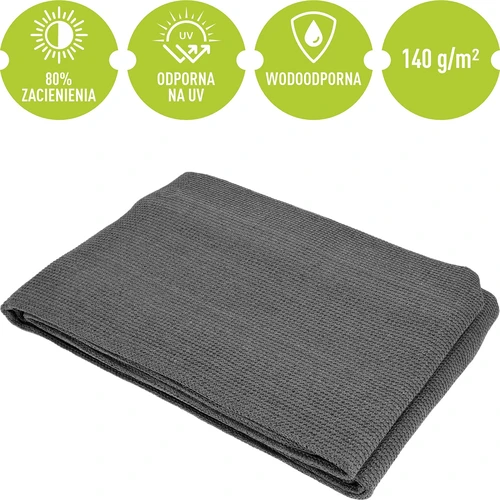 Plasă de umbrire (80%, 140 g/m2) 0,9x5 m, grafit - 5