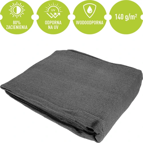 Plasă de umbrire (80%, 140 g/m2) 1,5 x 5 m, grafit - 5