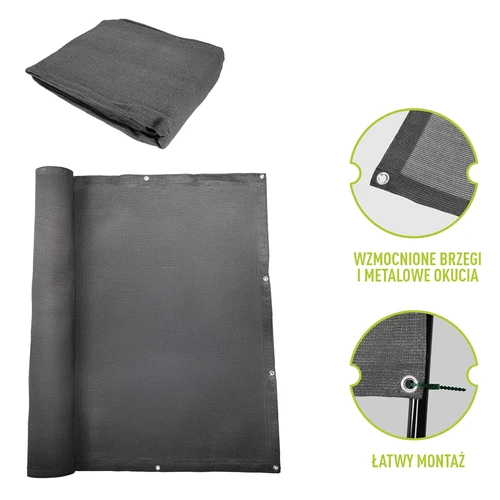 Plasă de umbrire (80%, 140 g/m2) 1,5 x 5 m, grafit - 6