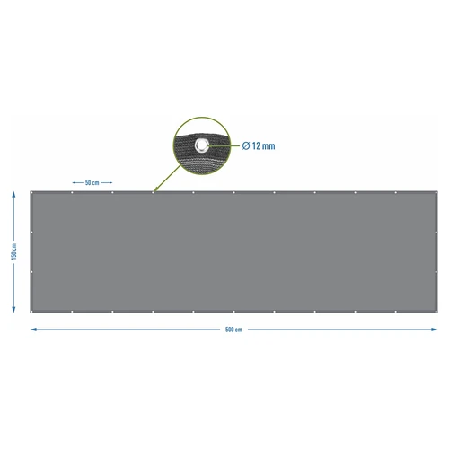 Plasă de umbrire (80%, 140 g/m2) 1,5 x 5 m, grafit - 7