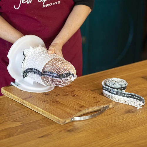 Plasă pentru mezeluri cu etichetă, dimensiuni 15 cm x 4 m, rezistență termică 125°C - 2