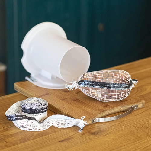 Plasă pentru mezeluri cu etichetă, dimensiuni 15 cm x 4 m, rezistență termică 125°C - 3