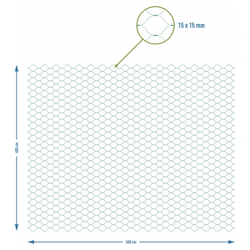 Plasă pentru protecția împotriva păsărilor, verde, 4 m x 5m - 7