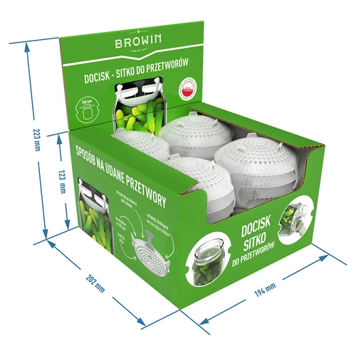 Presă - sită pentru conserve, murături și oțet - pentru borcane fi 100 - 10