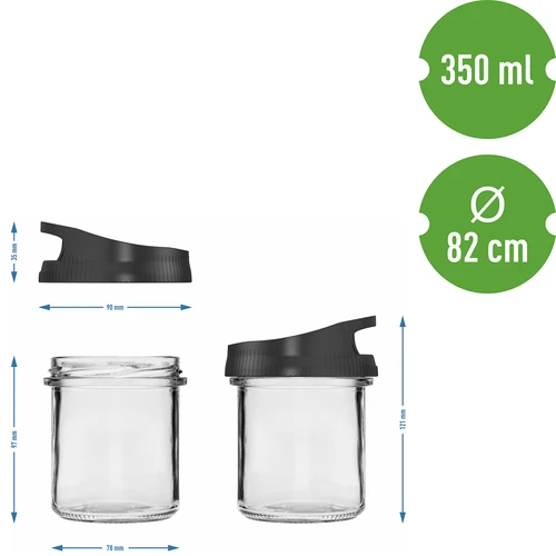 Recipient de sticlă 350 ml, cu capac pentru agățat - 5