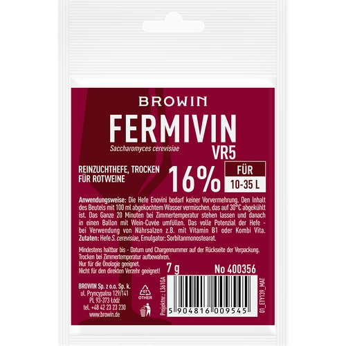 Reinzuchthefe, Trocken Fermivin VR5 7g