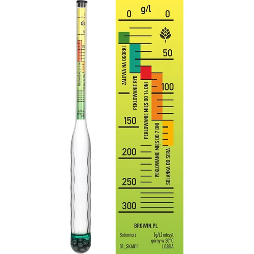 Salinometru rezistent la spargere, cu eprubetă, domeniu de măsurare: 0-300 g sare/L - 3