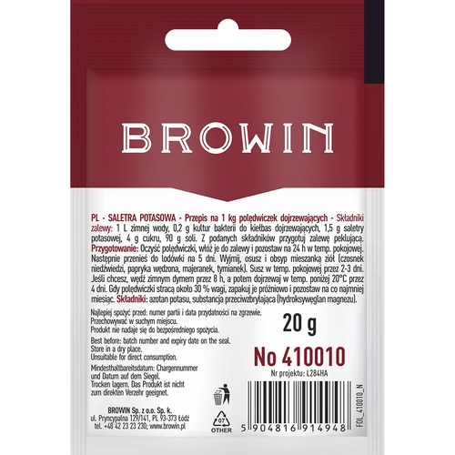 Salpetru de potasiu pentru sărarea cărnii, 20 g - 2