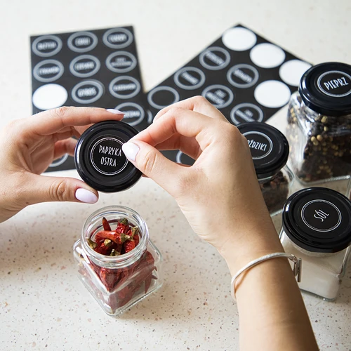 Set 12 x borcan 150ml + 30 etichete pentru marcarea condimentelor - 12