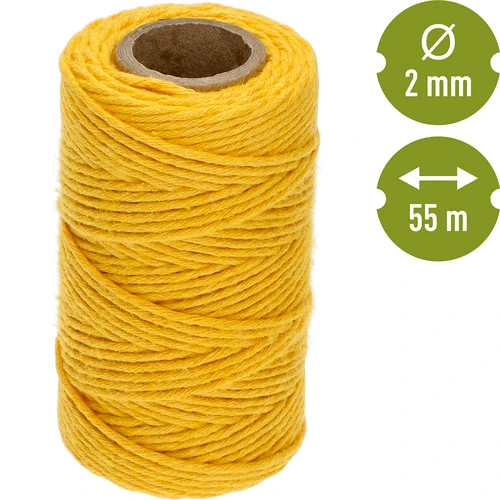 Sfoară de bumbac galbenă 2 mm/55 m/100 g - 4