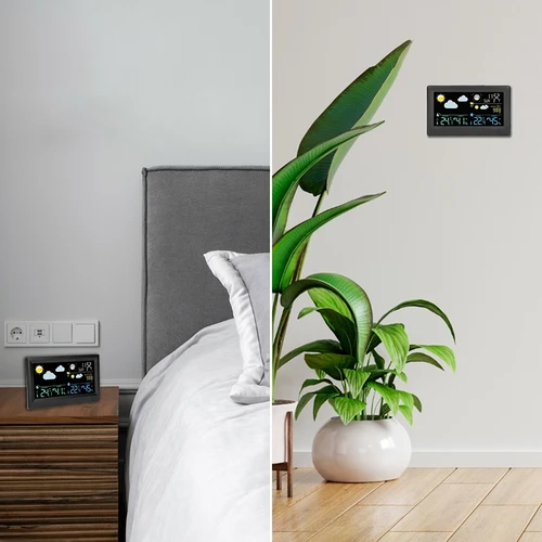 Stație meteo electronică – fără fir, cu senzor, neagră - 11