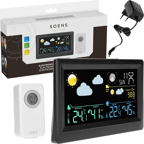 Stație meteo electronică – fără fir, cu senzor, neagră - 7