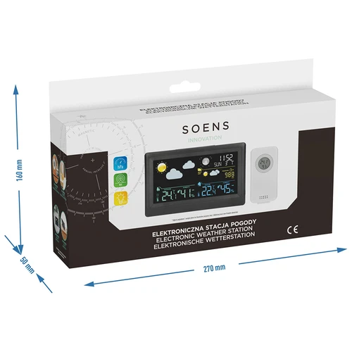 Stație meteo electronică – fără fir, cu senzor, neagră - 14
