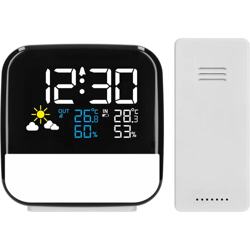 Stație meteo electronică Soens - cu senzor fără fir, ceas cu alarmă și lampă - 2