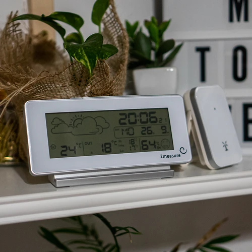 Stație meteo RCC, DCF – electronică, fără fir, cu senzor iluminat, albă - 10