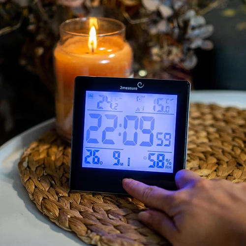 Stație meteo RCC, DCF – electronică, fără fir, cu senzor iluminat, neagră - 10