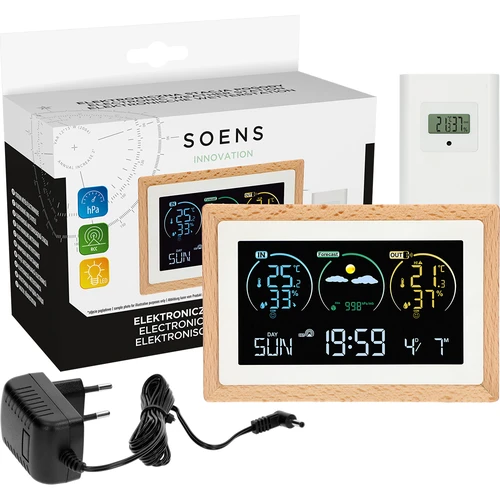 Stație meteo (RCC,DCF) - electronică, fără fir, iluminată, senzor, albă - 7