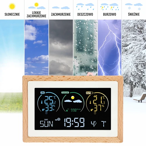 Stație meteo (RCC,DCF) - electronică, fără fir, iluminată, senzor, albă - 10