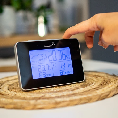 Stație meteo RCC – electronică, fără fir, cu senzor iluminat, neagră - 14