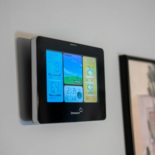 Stație meteo RCC – electronică, iluminată, fără fir, senzor, neagră - 13