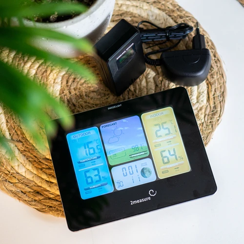 Stație meteo RCC – electronică, iluminată, fără fir, senzor, neagră - 14