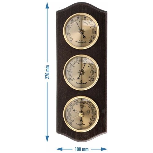 Stație meteo retro - culoare nuc cu cadrane aurii - 5